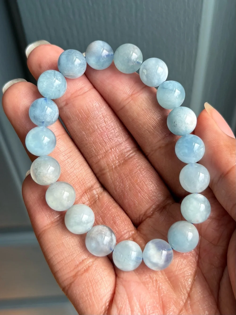 Aquamarine Crystal Bracelet 10.5mm